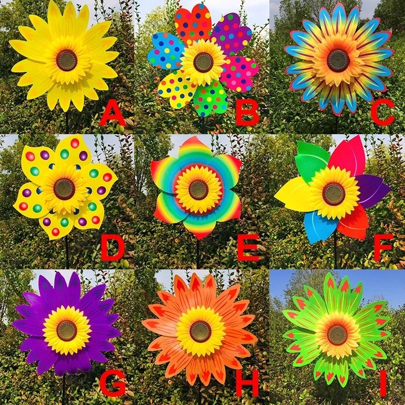 Sunflower Wind Spinner Lawn Pinwheel Outdoor Garden Decoration 5