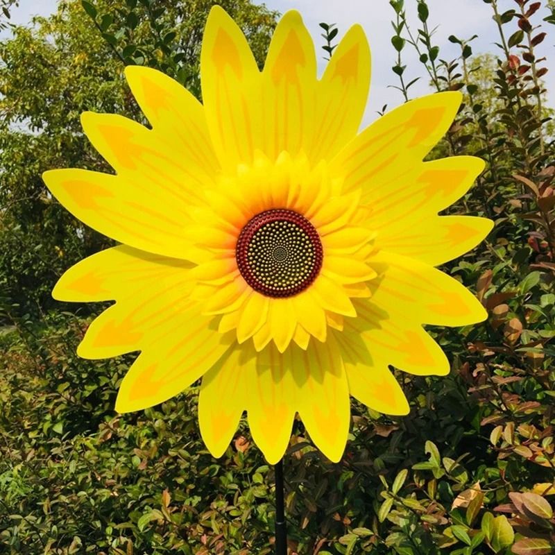 Sunflower Wind Spinner Lawn Pinwheel Outdoor Garden Decoration 7
