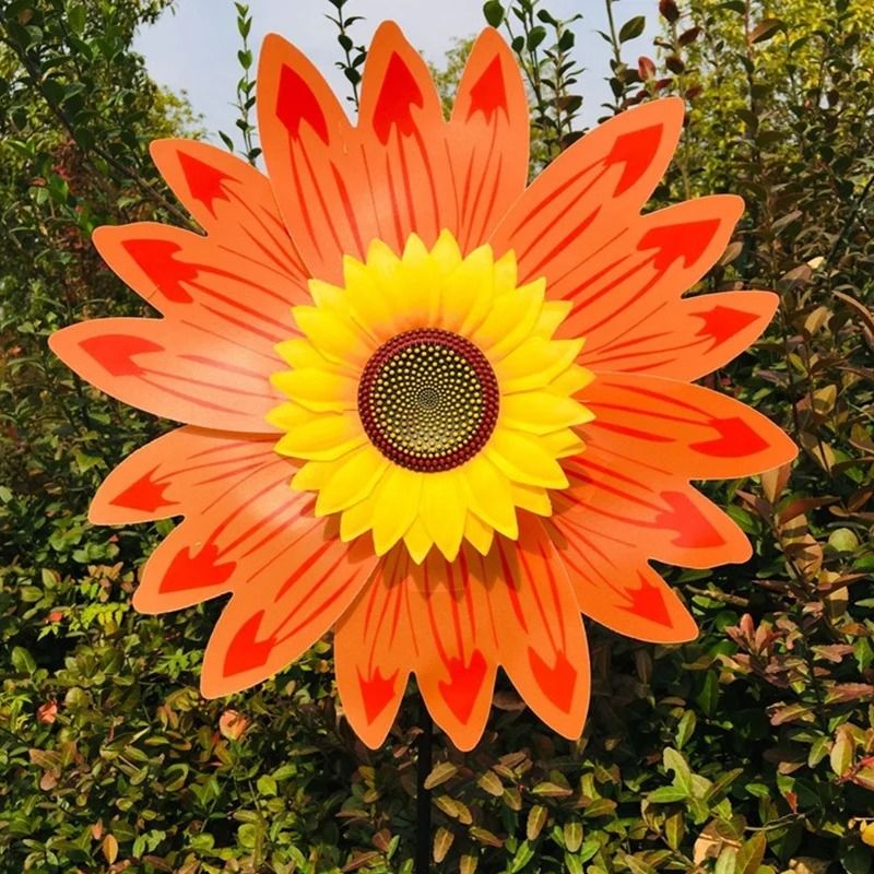 Sunflower Wind Spinner Lawn Pinwheel Outdoor Garden Decoration 13