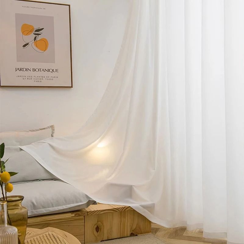 White Tulle Chiffon Curtains Luxury Thick Yarn Window Drapes For Bedroom And Living Room 2