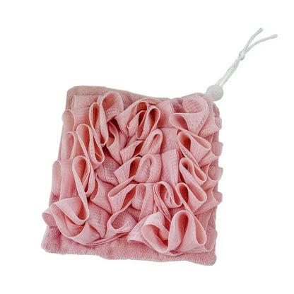 2 In 1 Bath Loofah Towel With Drawstring Soft Exfoliating Shower Sponge For Soap 9