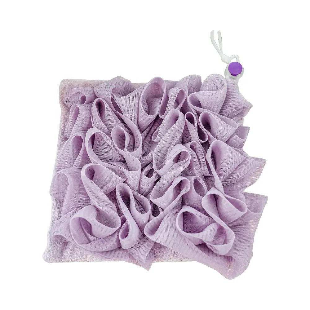 2 In 1 Bath Loofah Towel With Drawstring Soft Exfoliating Shower Sponge For Soap 10