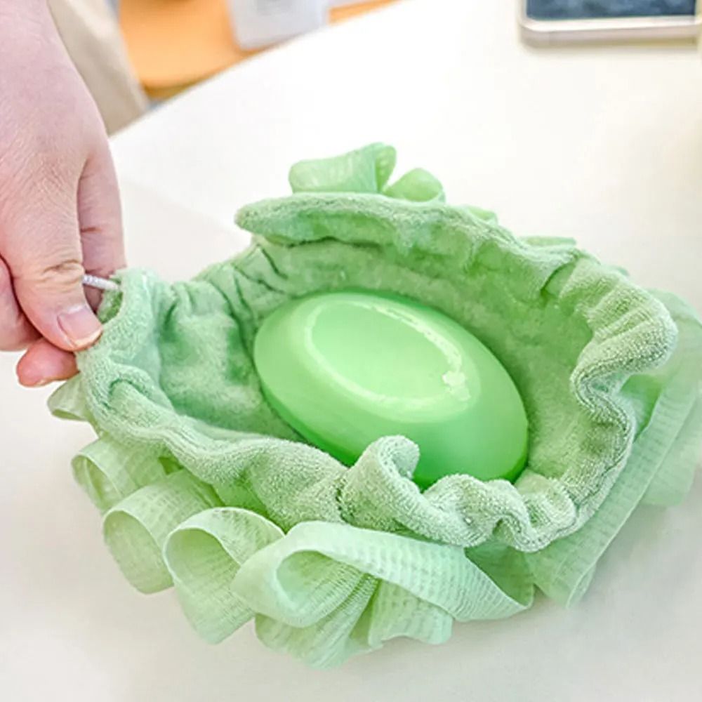 2 In 1 Bath Loofah Towel With Drawstring Soft Exfoliating Shower Sponge For Soap 1