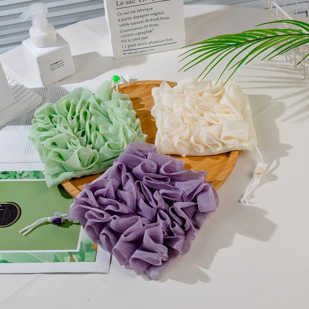2 In 1 Bath Loofah Towel With Drawstring Soft Exfoliating Shower Sponge For Soap 3