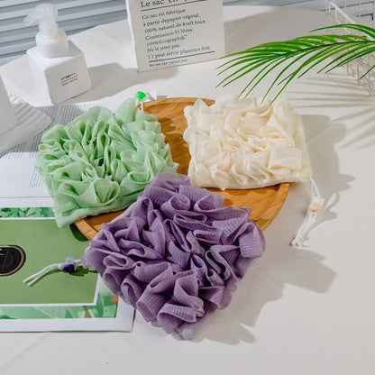 2 In 1 Bath Loofah Towel With Drawstring Soft Exfoliating Shower Sponge For Soap 3