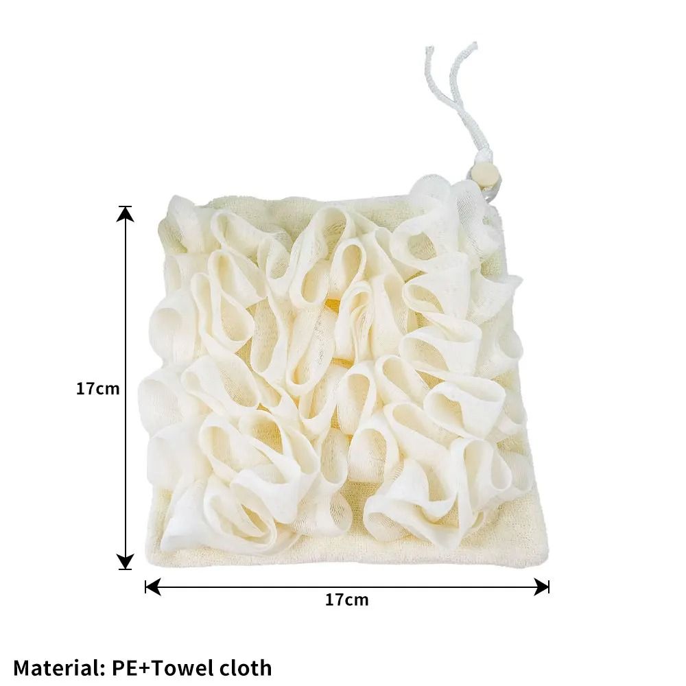 2 In 1 Bath Loofah Towel With Drawstring Soft Exfoliating Shower Sponge For Soap 7