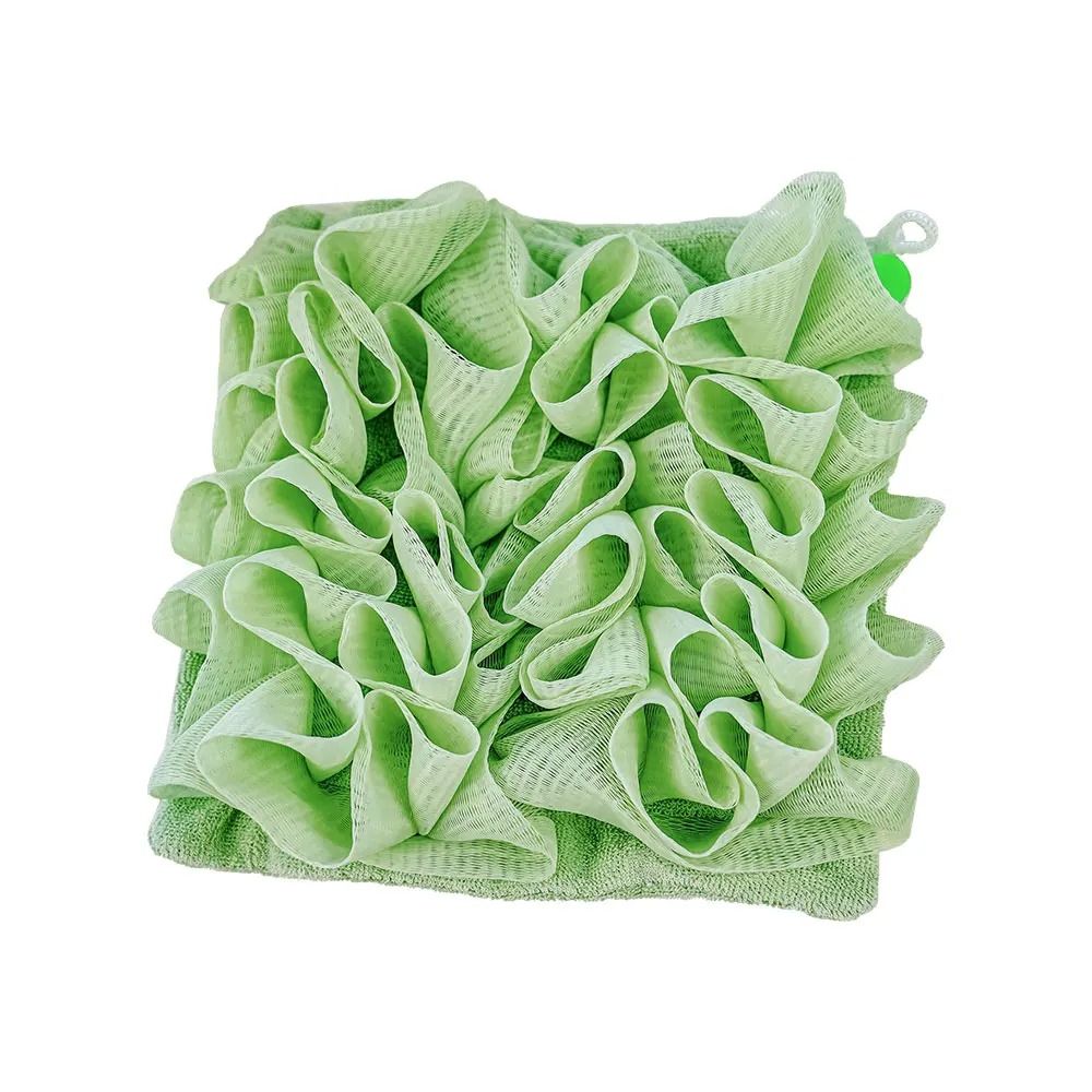 2 In 1 Bath Loofah Towel With Drawstring Soft Exfoliating Shower Sponge For Soap 8