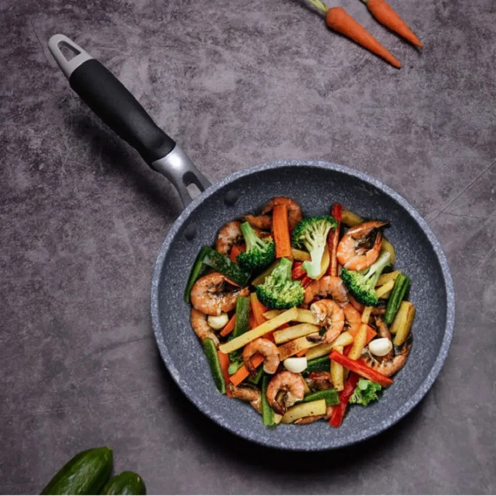 Durable Stone Frying Pan And Wok Non Stick Cookware For Induction And Gas Stove 3