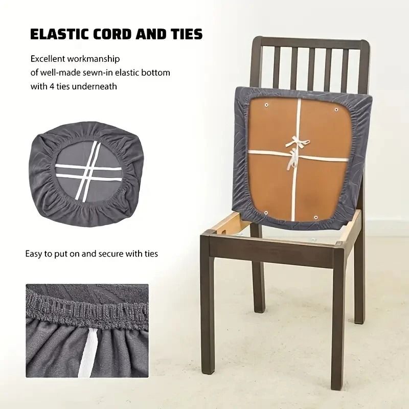 Jacquard Waterproof Chair Slipcover For Dining And Office Chairs 2