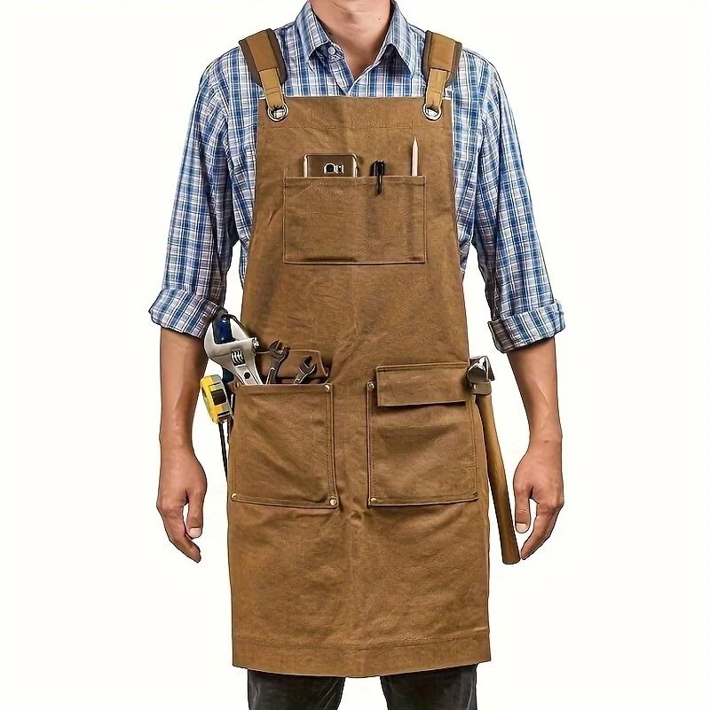 Cotton Canvas Waterproof Apron for Kitchen Cooking Gardening and Shop Use