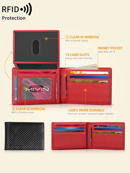 RFID Carbon Fiber Trifold Wallet For Men Ultra Thin Front Pocket Design 1