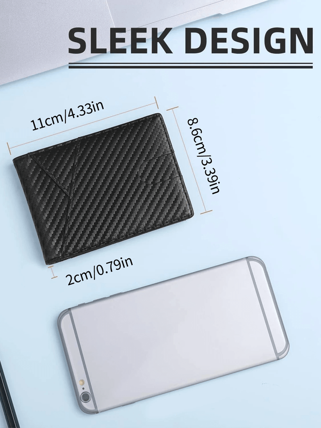 RFID Carbon Fiber Trifold Wallet For Men Ultra Thin Front Pocket Design 2
