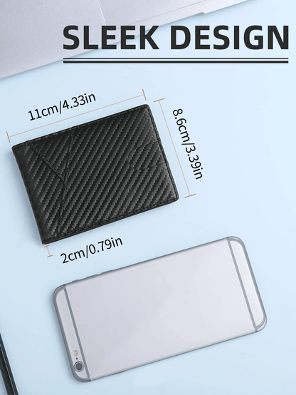 RFID Carbon Fiber Trifold Wallet For Men Ultra Thin Front Pocket Design 2