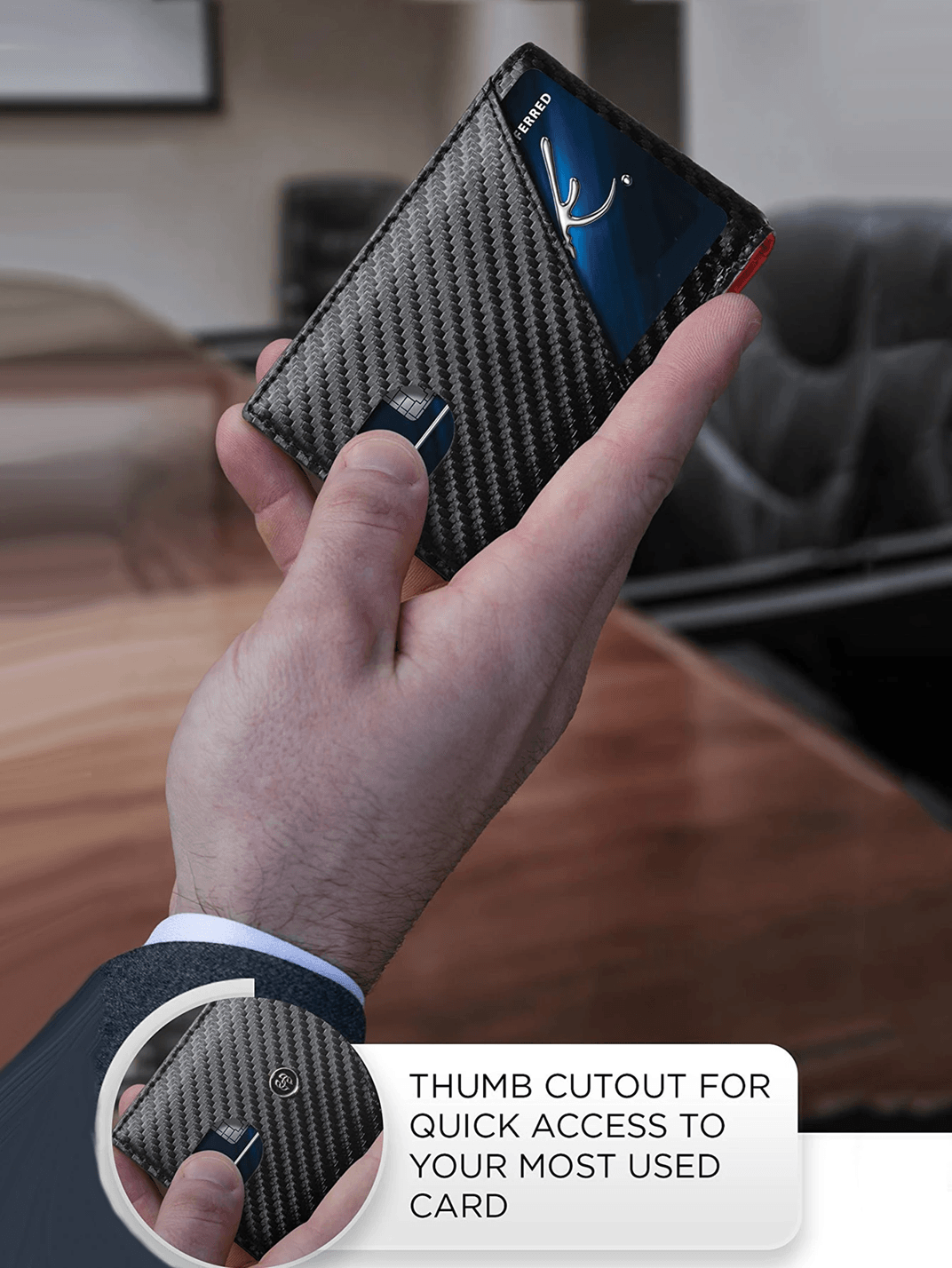 RFID Carbon Fiber Trifold Wallet For Men Ultra Thin Front Pocket Design 3