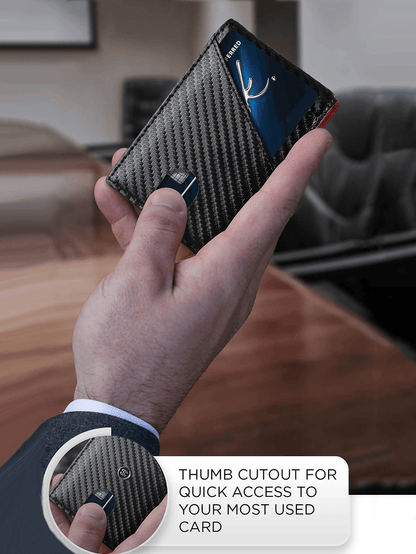 RFID Carbon Fiber Trifold Wallet For Men Ultra Thin Front Pocket Design 3