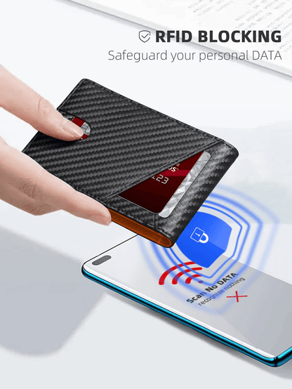 RFID Carbon Fiber Trifold Wallet For Men Ultra Thin Front Pocket Design 4