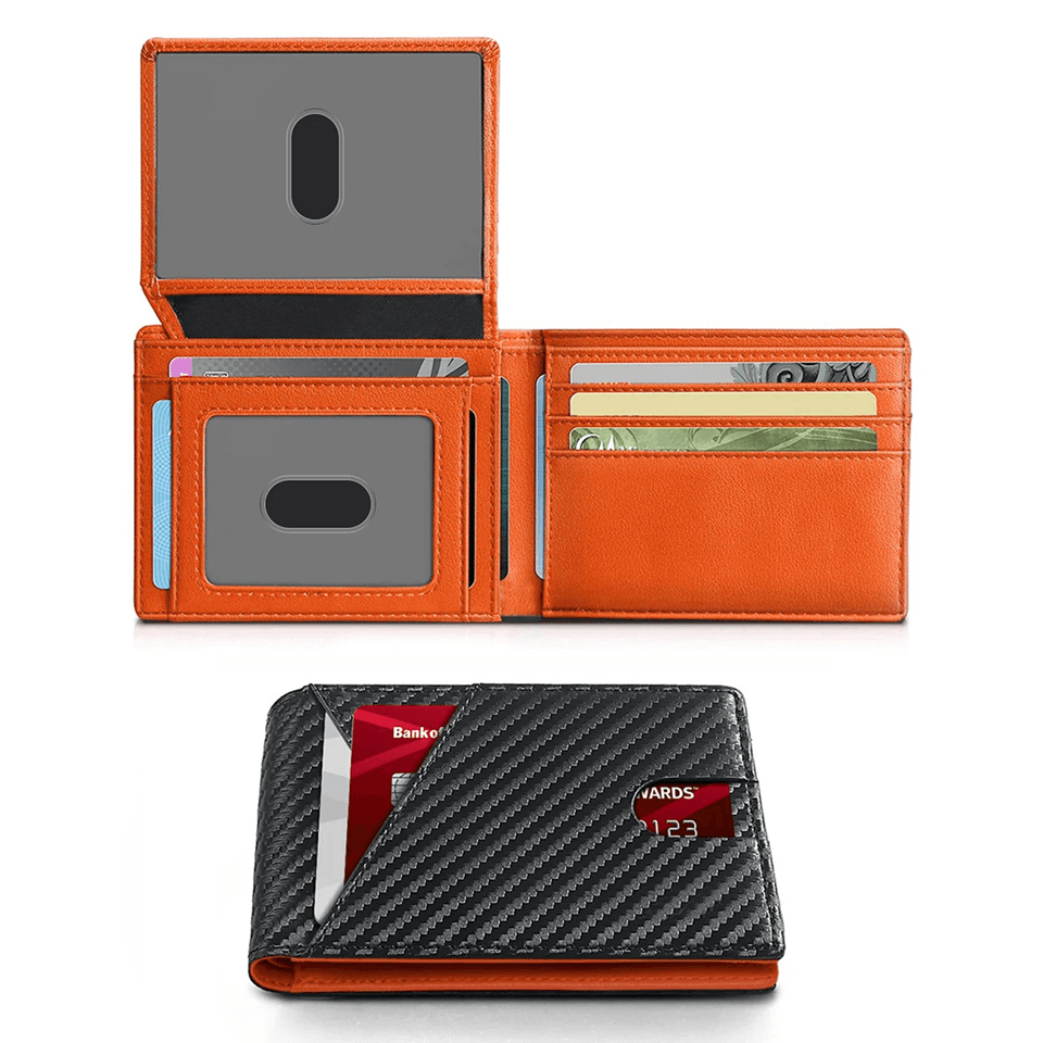 RFID Carbon Fiber Trifold Wallet For Men Ultra Thin Front Pocket Design 5