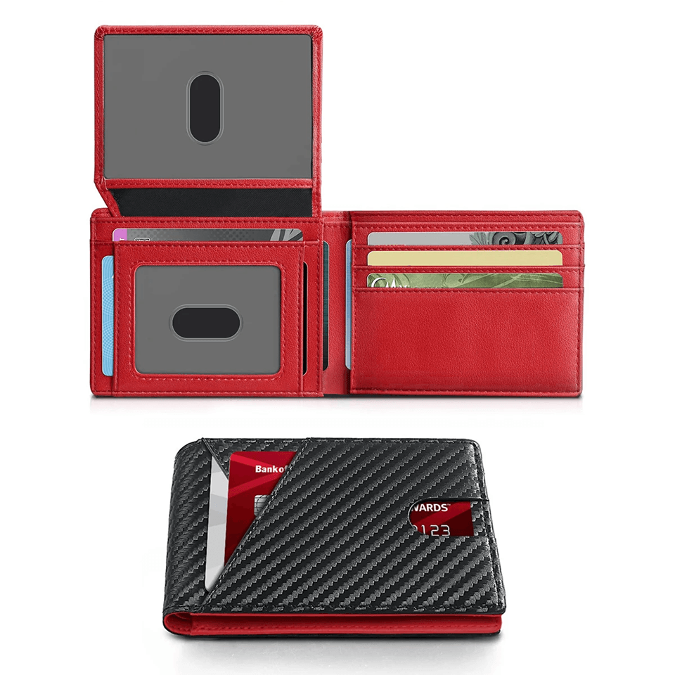 RFID Carbon Fiber Trifold Wallet For Men Ultra Thin Front Pocket Design 9