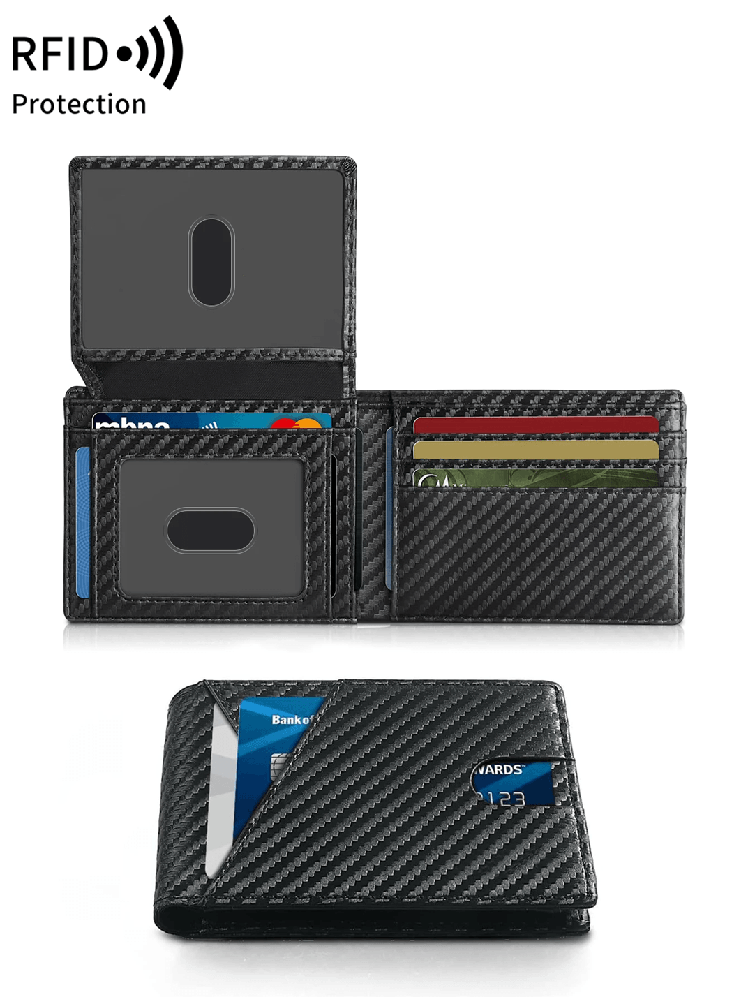 RFID Carbon Fiber Trifold Wallet For Men Ultra Thin Front Pocket Design 8