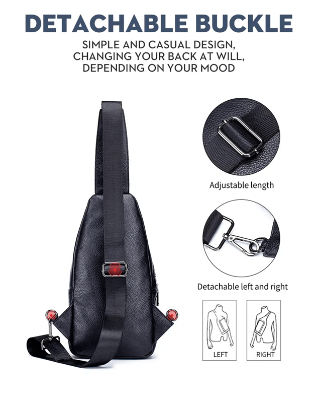 Bullcaptain Mens Leather Chest Bag Multi Function Travel Messenger Crossbody Bag 2