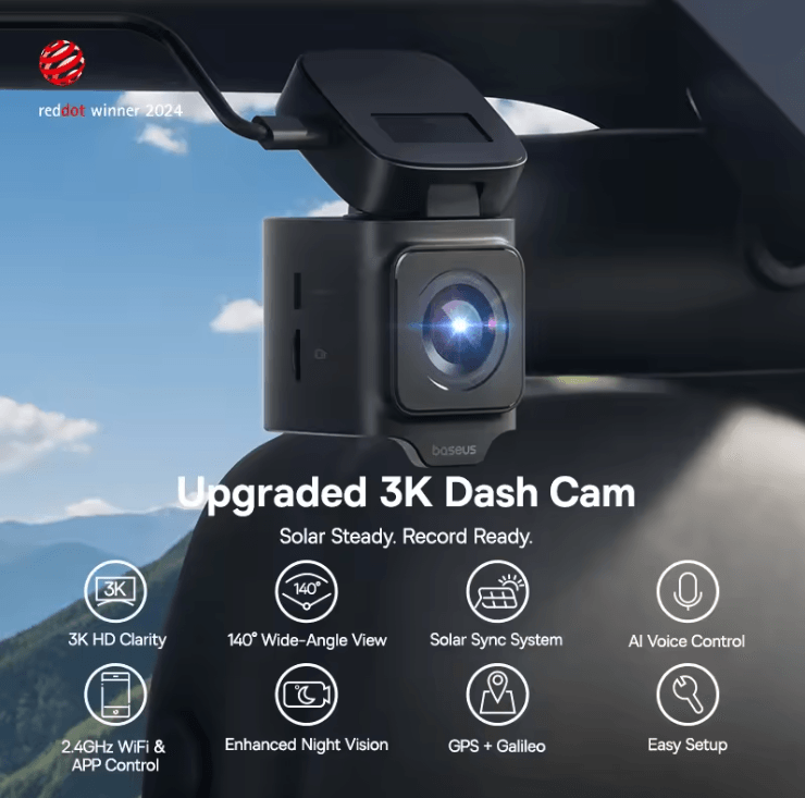 Baseus 3K Dash Cam Front And Rear Car Camera With GPS And 24H Parking Support 1