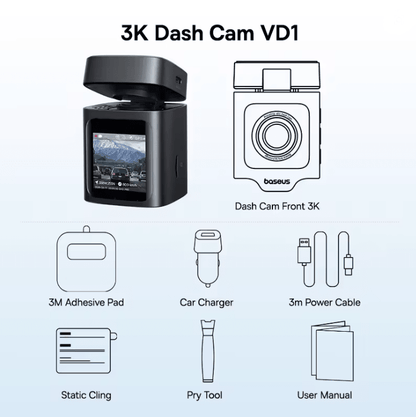 Baseus 3K Dash Cam Front And Rear Car Camera With GPS And 24H Parking Support 3