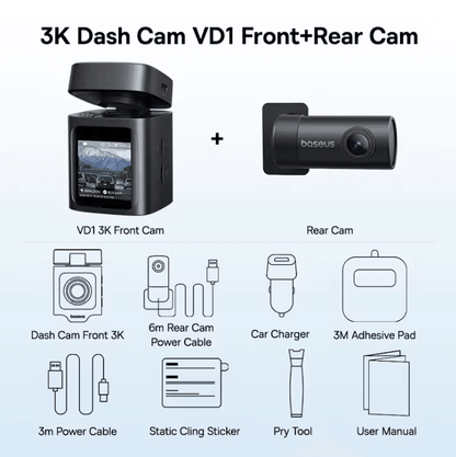 Baseus 3K Dash Cam Front And Rear Car Camera With GPS And 24H Parking Support 5