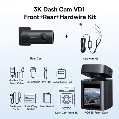 Baseus 3K Dash Cam Front And Rear Car Camera With GPS And 24H Parking Support 6