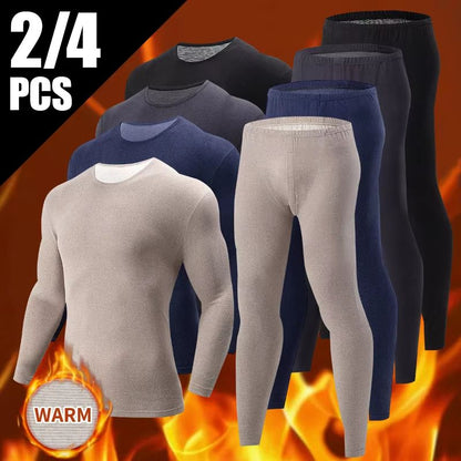 Men's Solid Color Thermal Underwear Set – Warm & Breathable Base Layer for Autumn and Winter Comfort