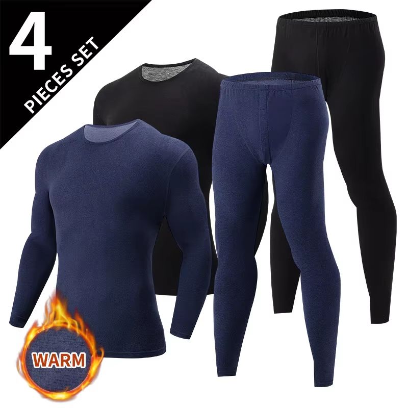 Mens Solid Color Thermal Underwear Set  Warm  Breathable Base Layer For Autumn And Winter Comfort 9