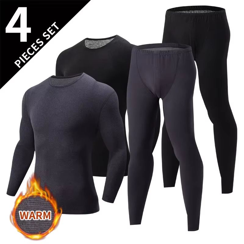Mens Solid Color Thermal Underwear Set  Warm  Breathable Base Layer For Autumn And Winter Comfort 11