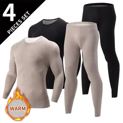 Mens Solid Color Thermal Underwear Set  Warm  Breathable Base Layer For Autumn And Winter Comfort 12