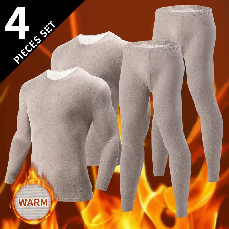 Mens Solid Color Thermal Underwear Set  Warm  Breathable Base Layer For Autumn And Winter Comfort 13