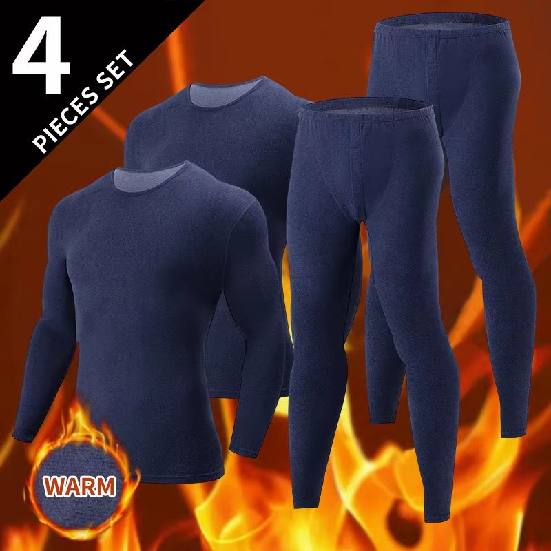 Mens Solid Color Thermal Underwear Set  Warm  Breathable Base Layer For Autumn And Winter Comfort 15