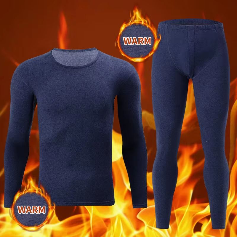 Mens Solid Color Thermal Underwear Set  Warm  Breathable Base Layer For Autumn And Winter Comfort 2