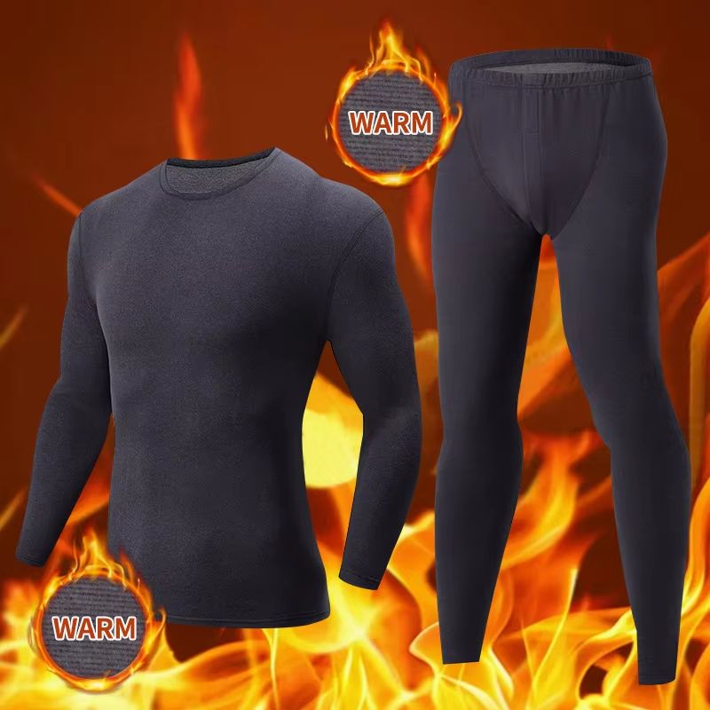 Mens Solid Color Thermal Underwear Set  Warm  Breathable Base Layer For Autumn And Winter Comfort 4