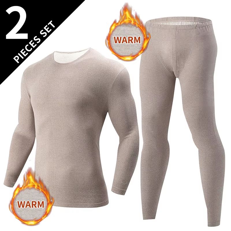 Mens Solid Color Thermal Underwear Set  Warm  Breathable Base Layer For Autumn And Winter Comfort 6