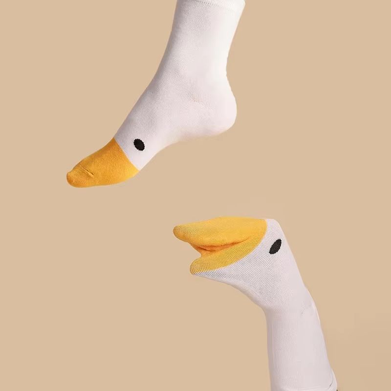 Funny Goose Duck Cartoon Socks  Cozy Cotton MidTube Winter Warm Socks For Women  Teens 2