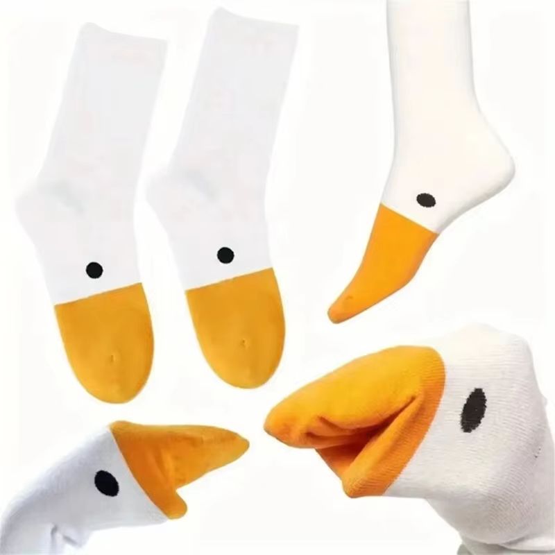 Funny Goose Duck Cartoon Socks  Cozy Cotton MidTube Winter Warm Socks For Women  Teens 5