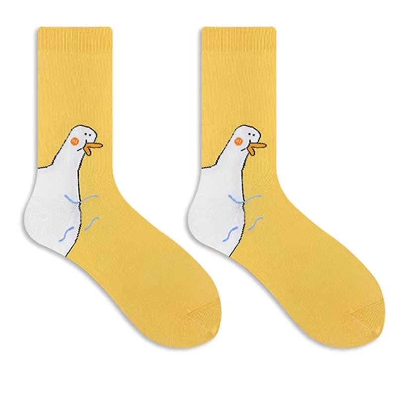 Funny Goose Duck Cartoon Socks  Cozy Cotton MidTube Winter Warm Socks For Women  Teens 7