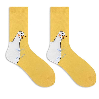 Funny Goose Duck Cartoon Socks  Cozy Cotton MidTube Winter Warm Socks For Women  Teens 7