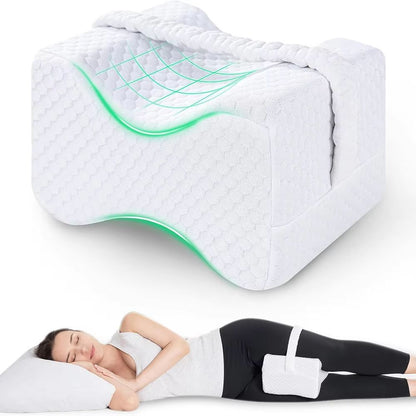 Memory Foam Knee Pillow for Side Sleepers – Soft Leg Support with Adjustable Straps