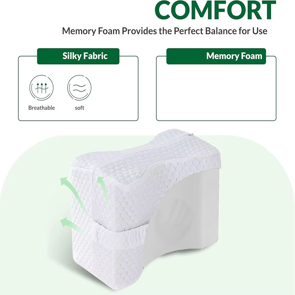 Memory Foam Knee Pillow For Side Sleepers  Soft Leg Support With Adjustable Straps 1
