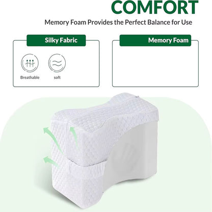 Memory Foam Knee Pillow For Side Sleepers  Soft Leg Support With Adjustable Straps 1