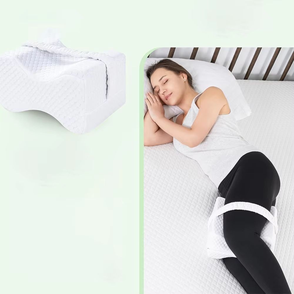 Memory Foam Knee Pillow For Side Sleepers  Soft Leg Support With Adjustable Straps 3