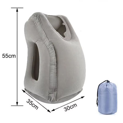 Upgraded Inflatable Travel Pillow  Air Cushion Headrest With Chin Support For Plane Car And Office 2