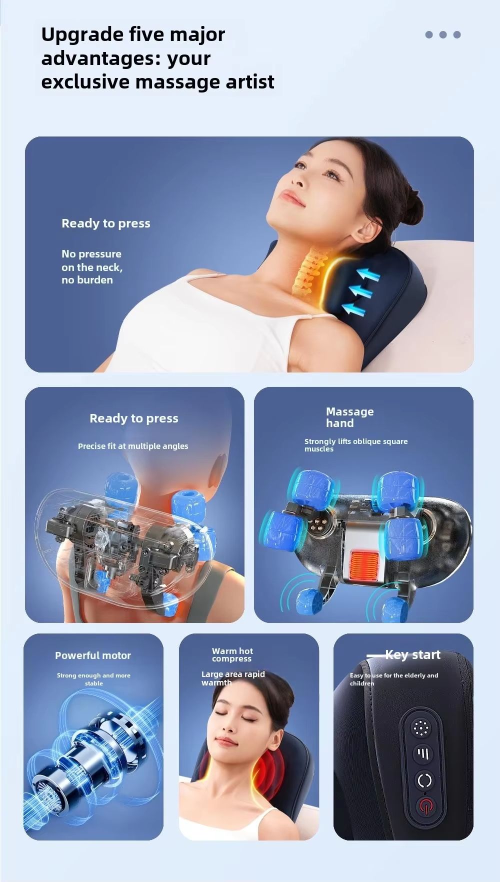 Wireless Electric Trapezius Massage Pillow  Shiatsu Neck Shoulder And Waist Massager With Heat 2