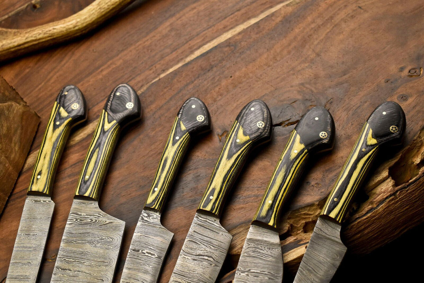 Lot Of 6 Handmade Damascus Steel Chef Knives  Full Tang Professional Kitchen Cutlery Set 2