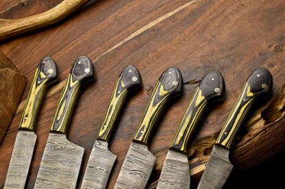 Lot Of 6 Handmade Damascus Steel Chef Knives  Full Tang Professional Kitchen Cutlery Set 2