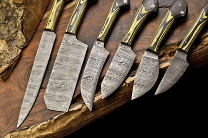 Lot Of 6 Handmade Damascus Steel Chef Knives  Full Tang Professional Kitchen Cutlery Set 3